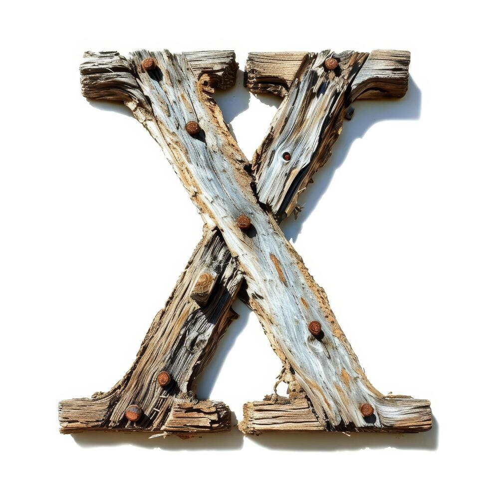 Rustic wooden letter X photo