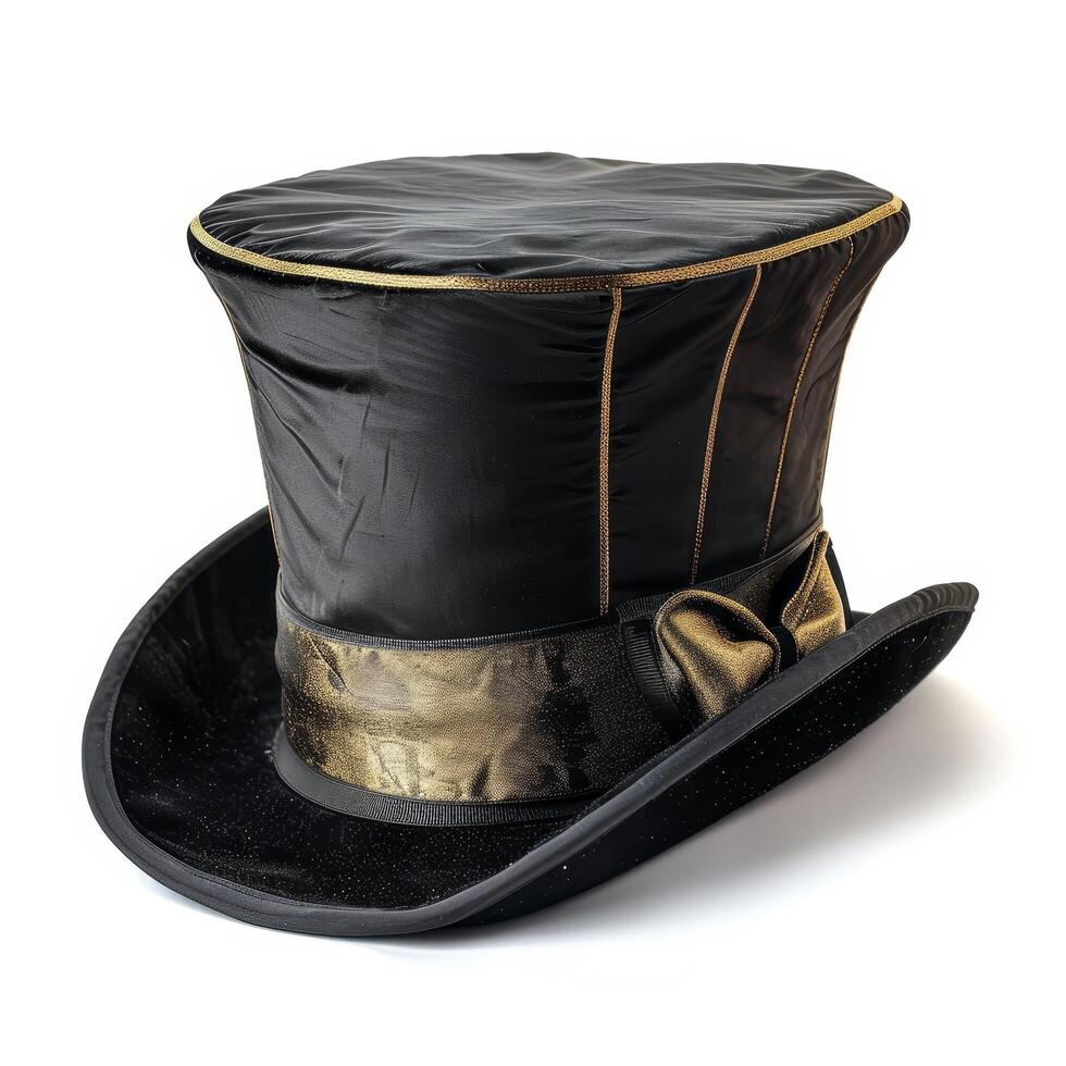 Elegant black and gold top hat photo