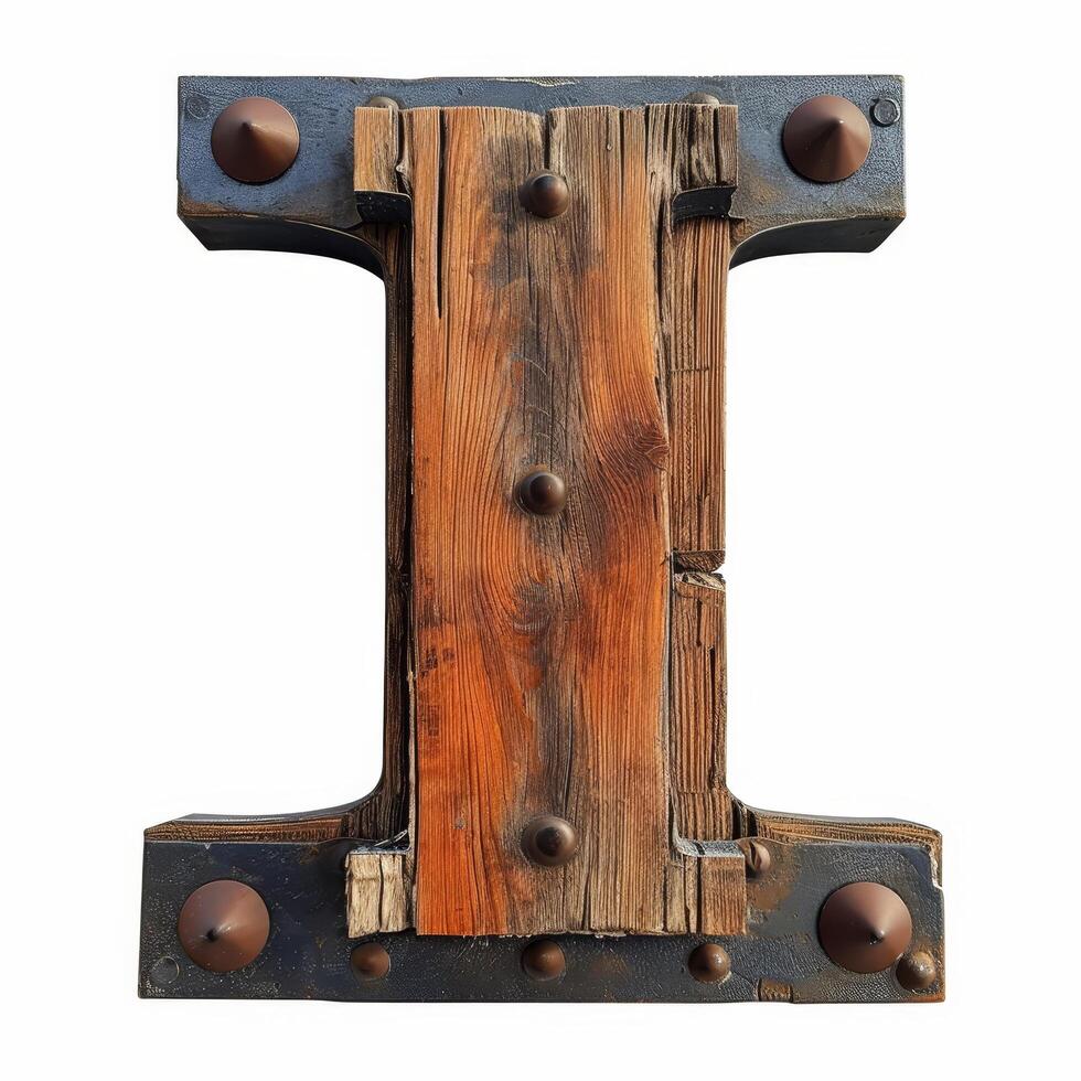 Rustic wooden letter T photo