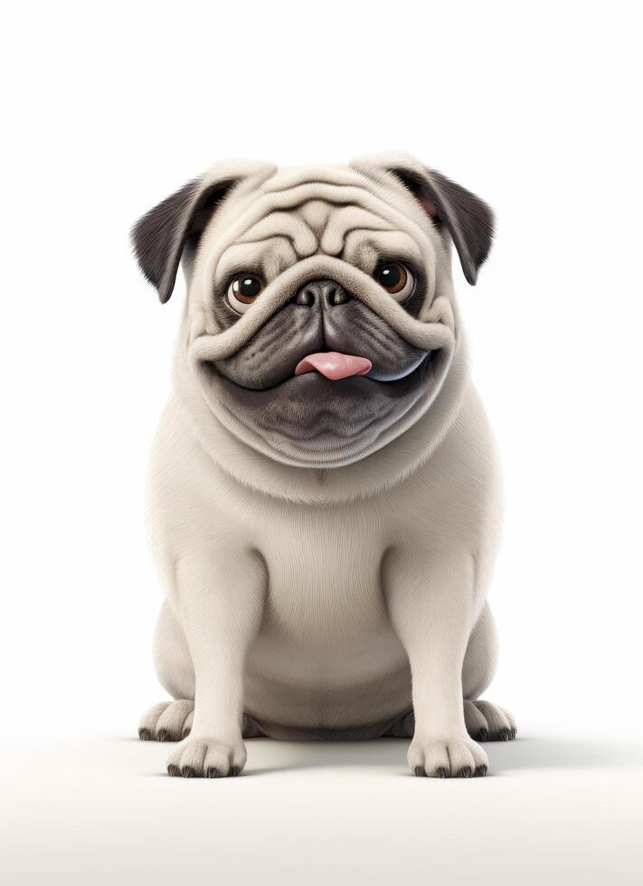 Adorable pug dog sitting and looking at camera photo