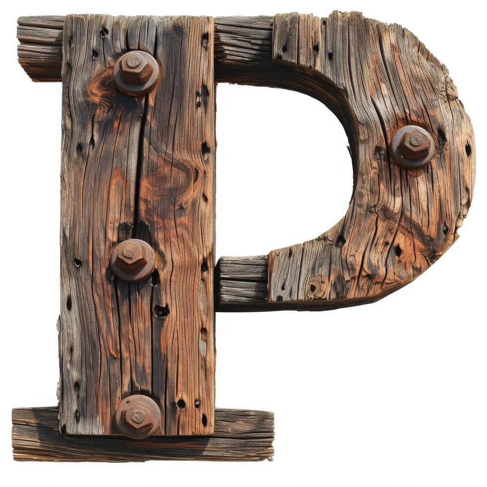 Rustic wooden letter P photo