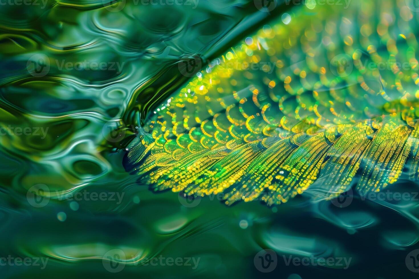 Vibrant fish fin glimmering underwater photo