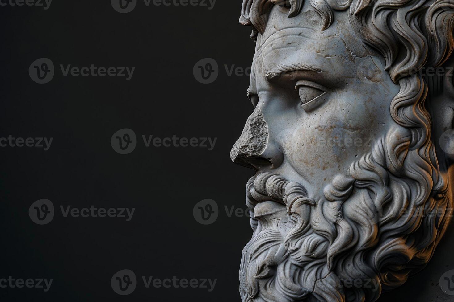 Close up of a Classical Sculptures Face with Intricate Details photo