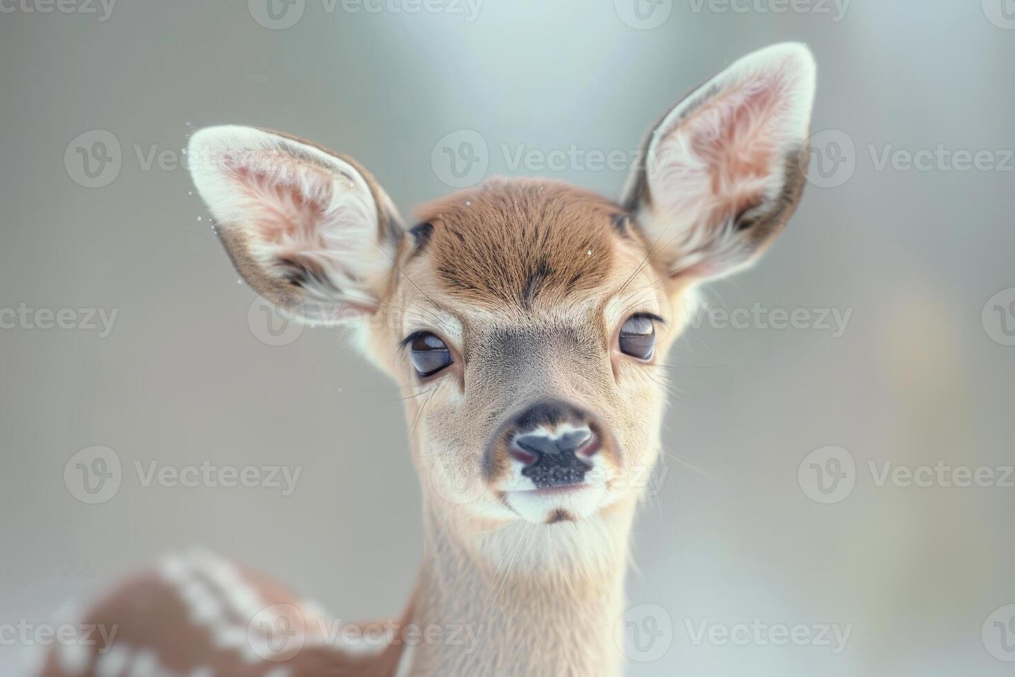 Close up Portrait of a Young Deer in Soft Focus Background photo