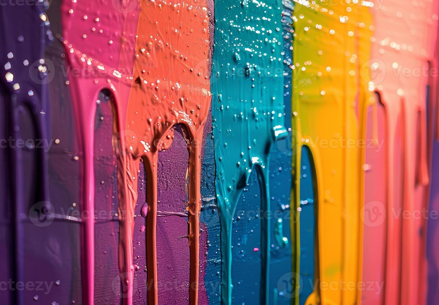 Vibrant Paint Drips on a Colorful Background photo