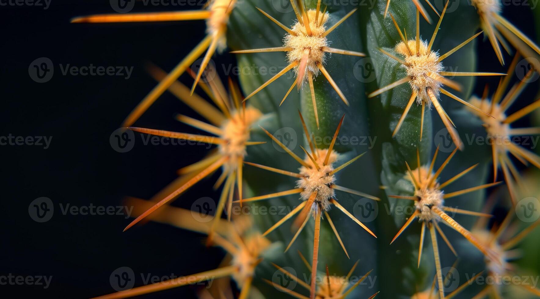 Close up of Cactus Spines Against a Dark Background photo