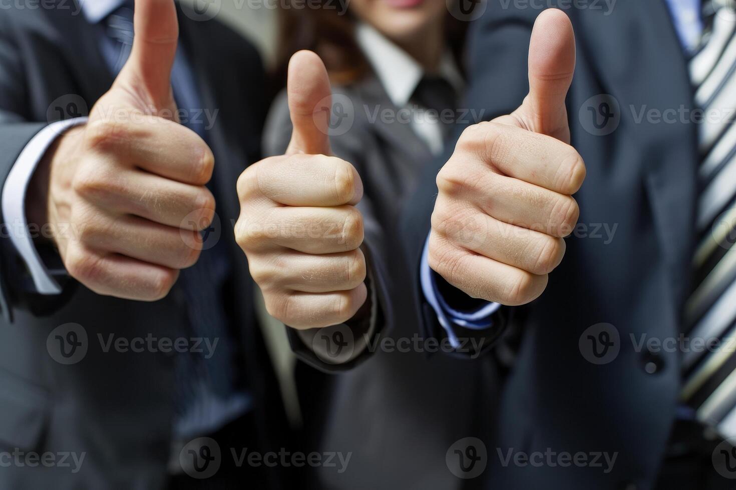 Business team showing thumbs up as a sign of success photo