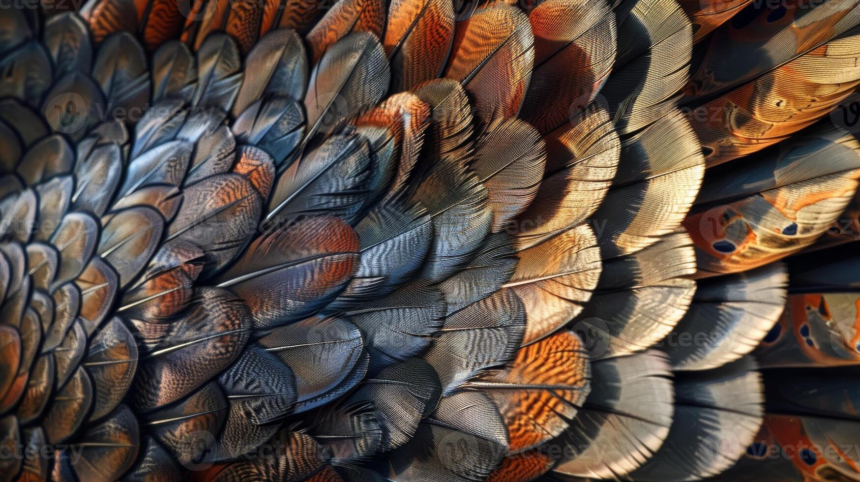 Close up Texture of Colorful Bird Feathers photo