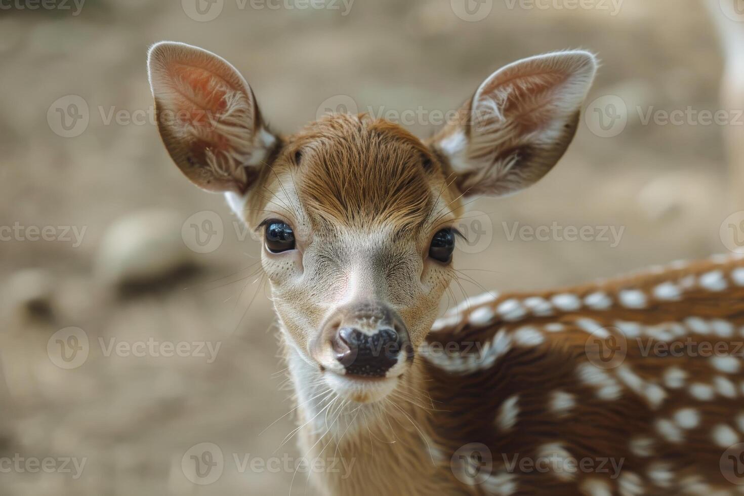 Close up of a Young Spotted Deer in Natural Habitat photo