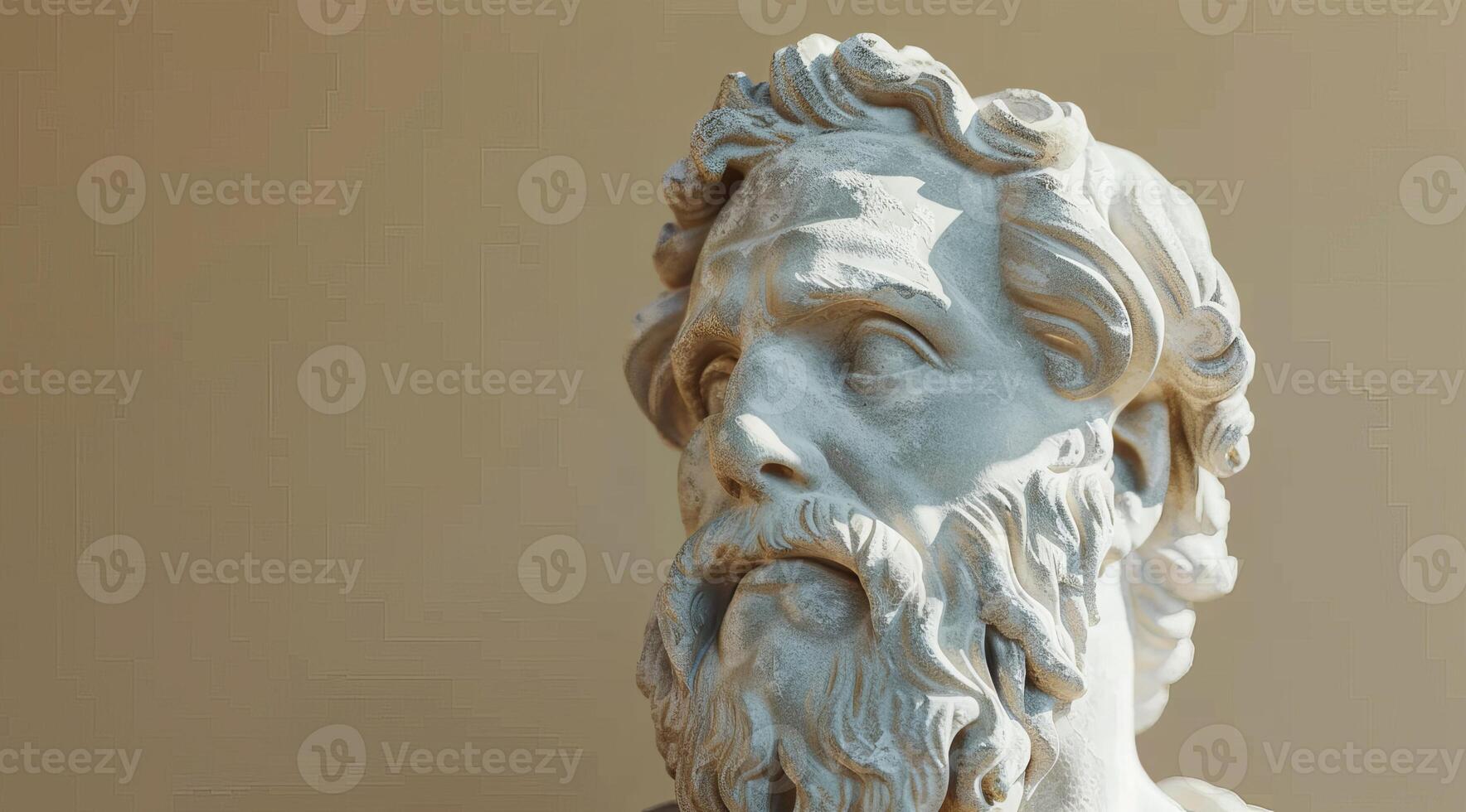 Classical sculpture of a bearded man in profile view photo