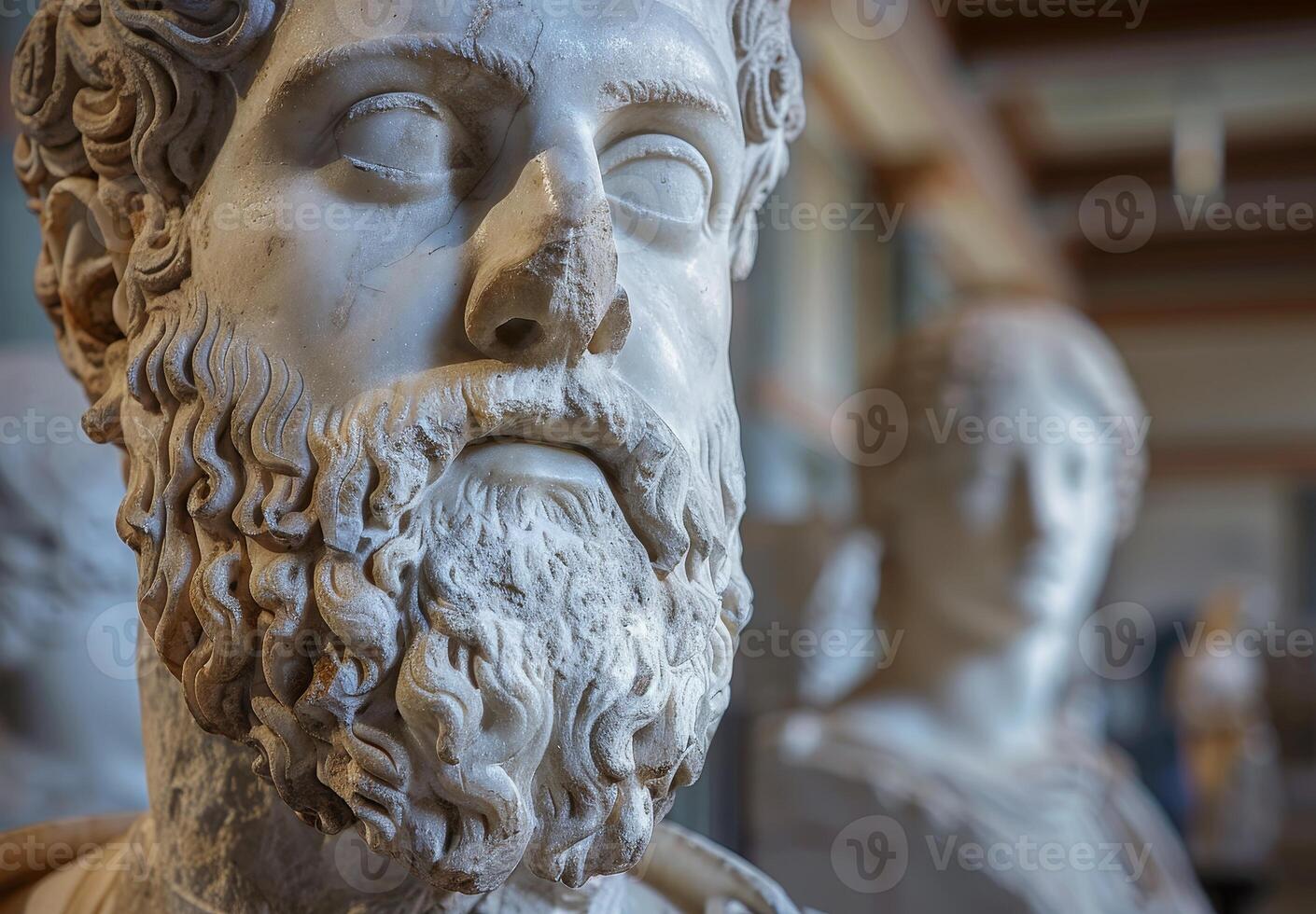 Close up of an Ancient Sculptures Face in a Museum photo