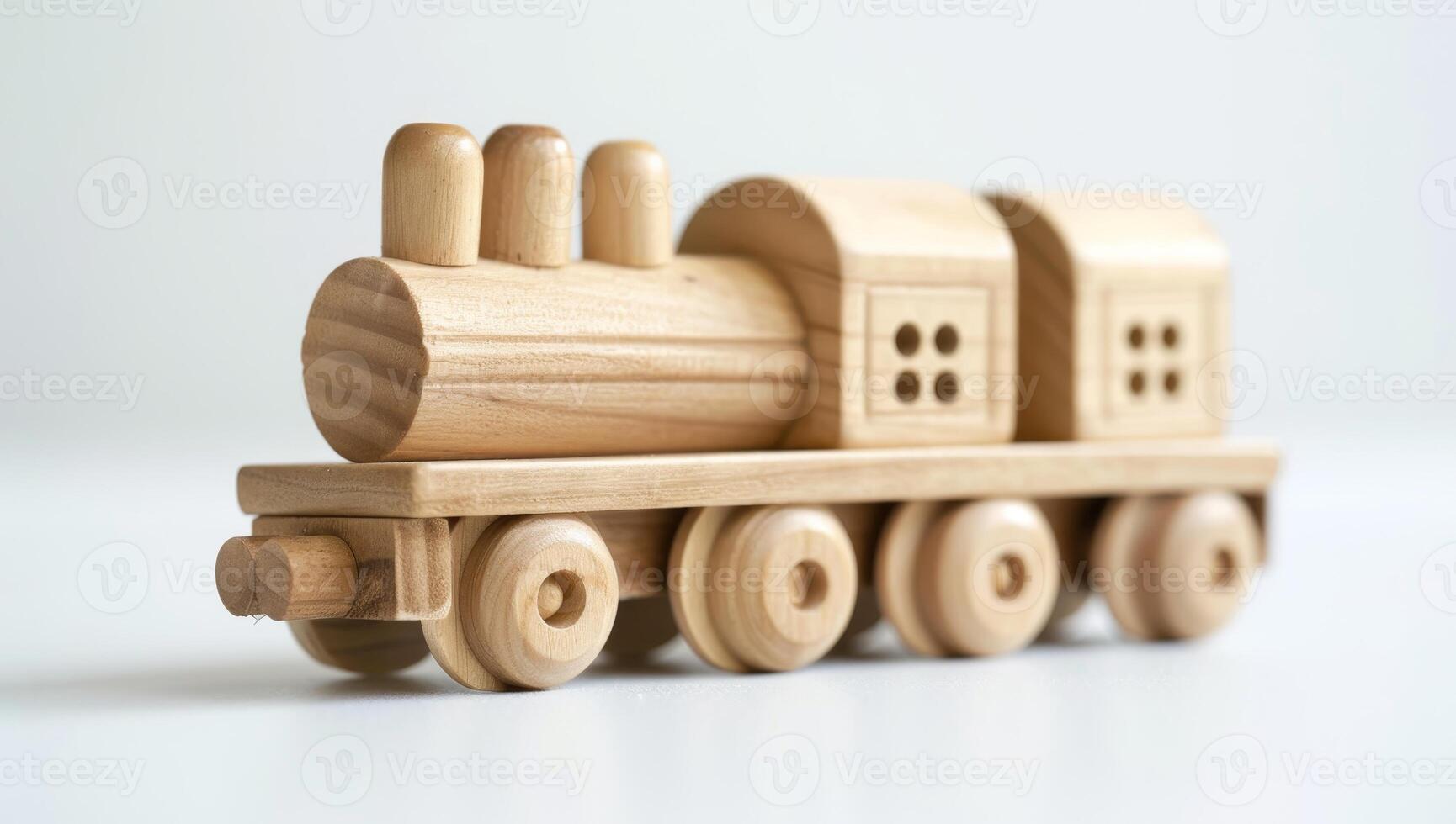 Wooden Toy Train on a White Background photo