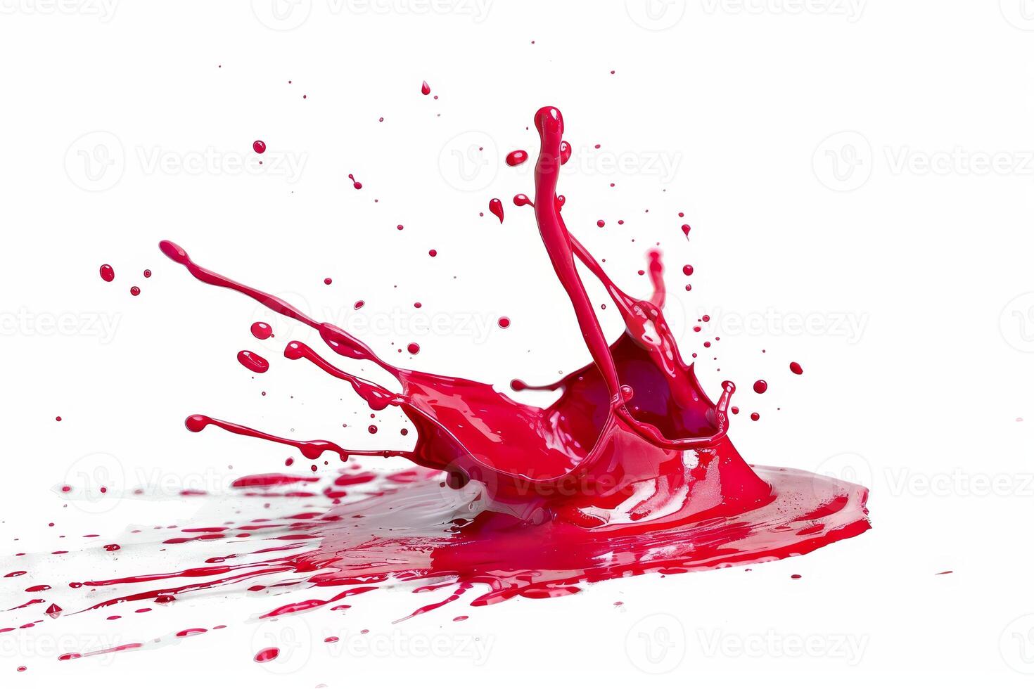 Vibrant red paint splash isolated on white background photo