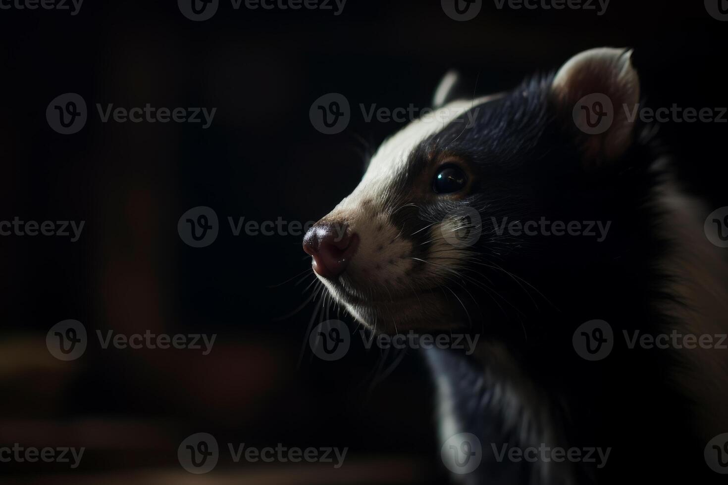 Close up of a Skunk in Dramatic Lighting photo