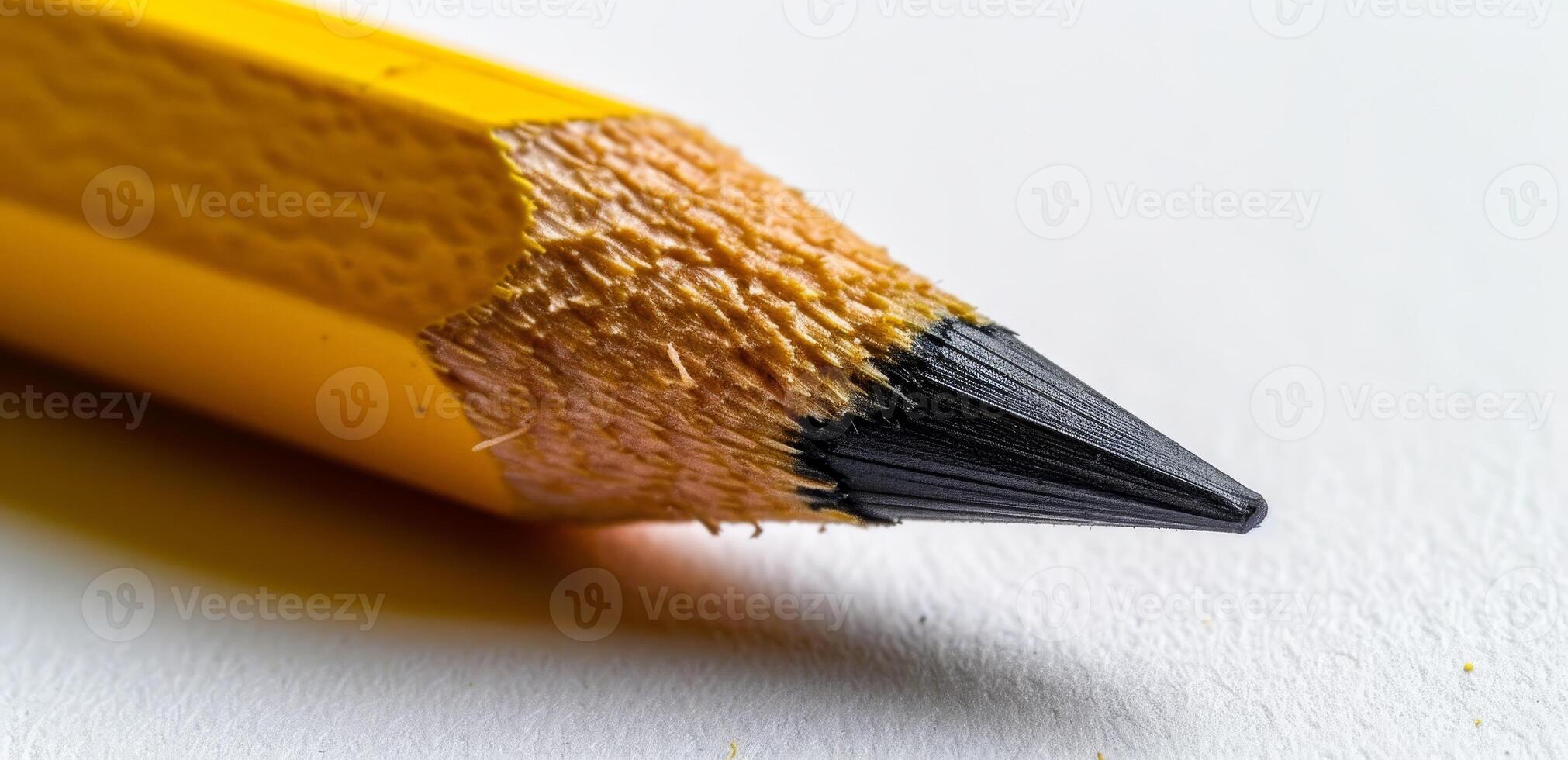 Close up of a Sharpened Yellow Pencil on a White Background photo