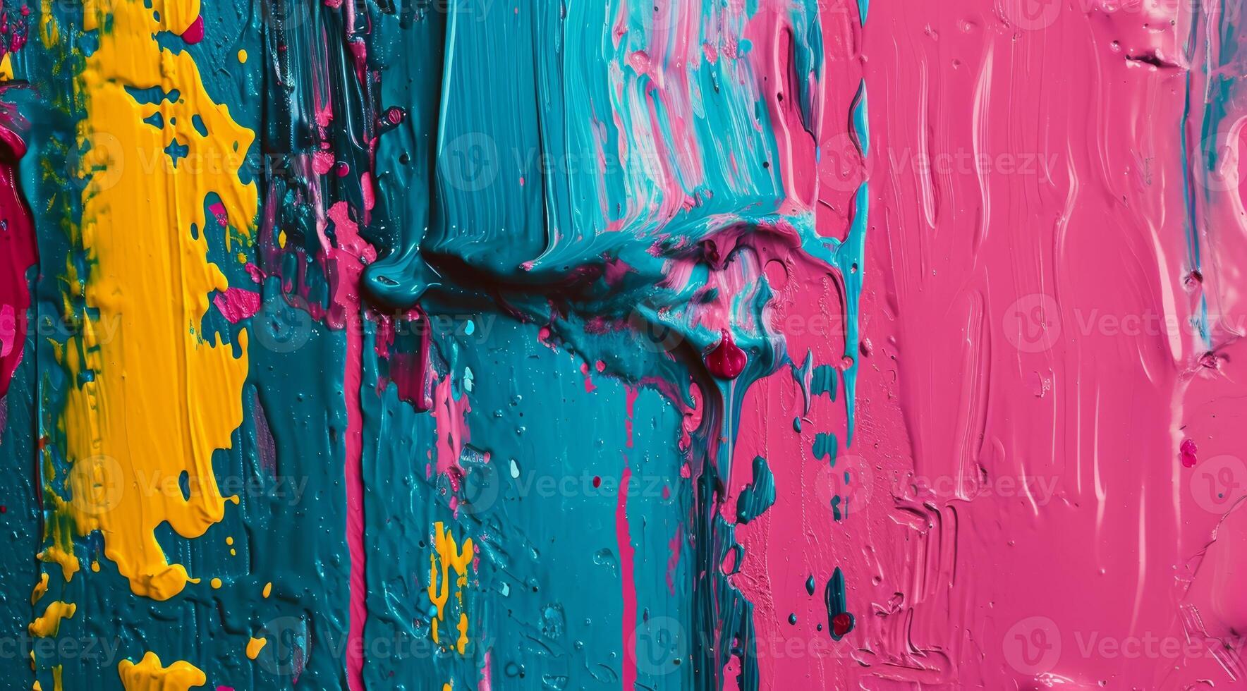 Vibrant Abstract Paint Strokes on Canvas photo