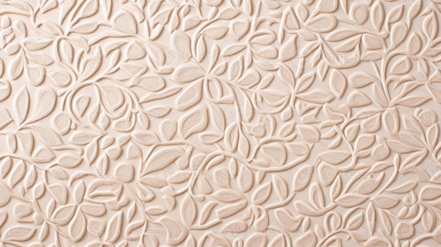 Elegant floral pattern embossed on a creamy surface photo