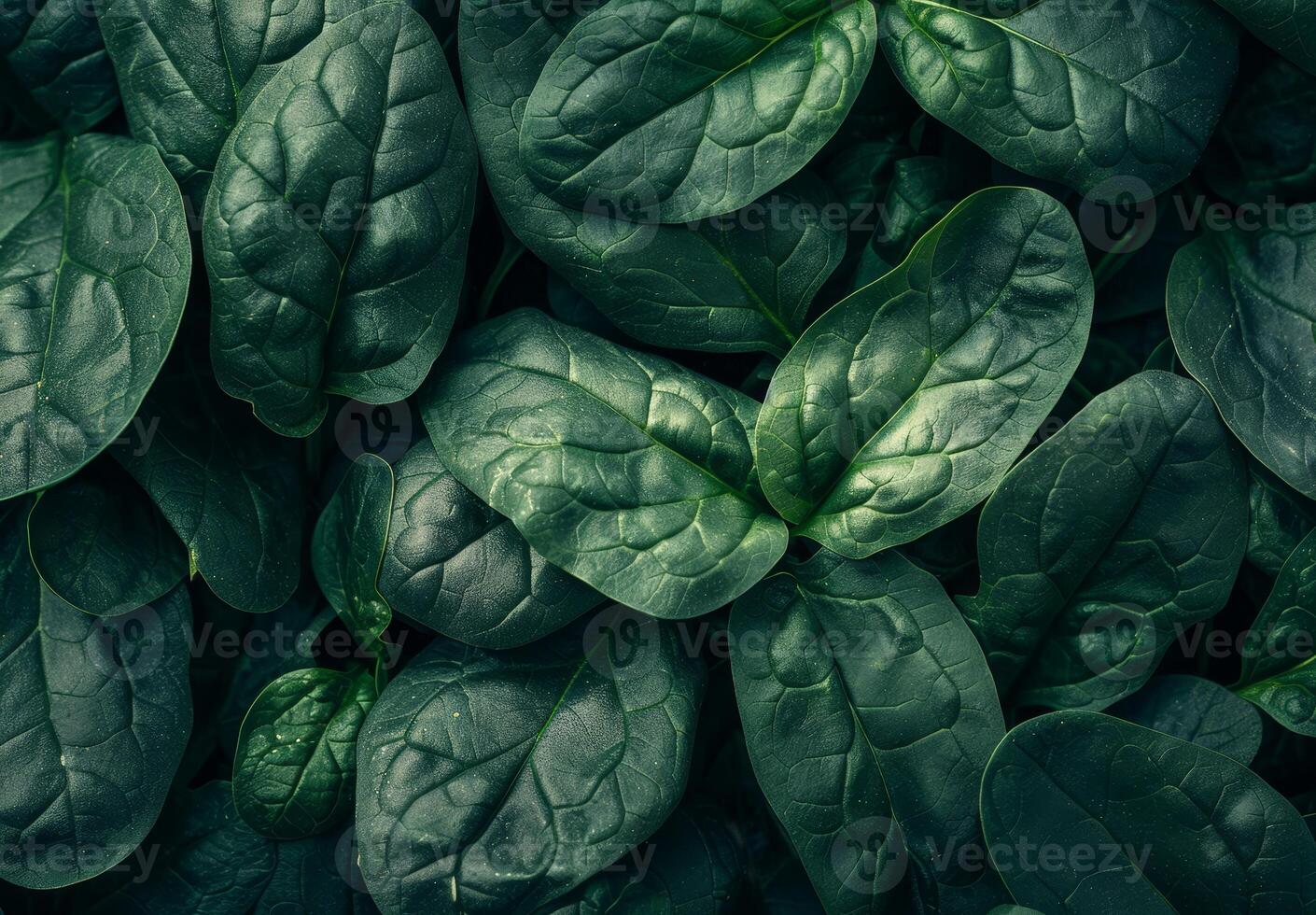 Lush Green Spinach Leaves in Close up View photo