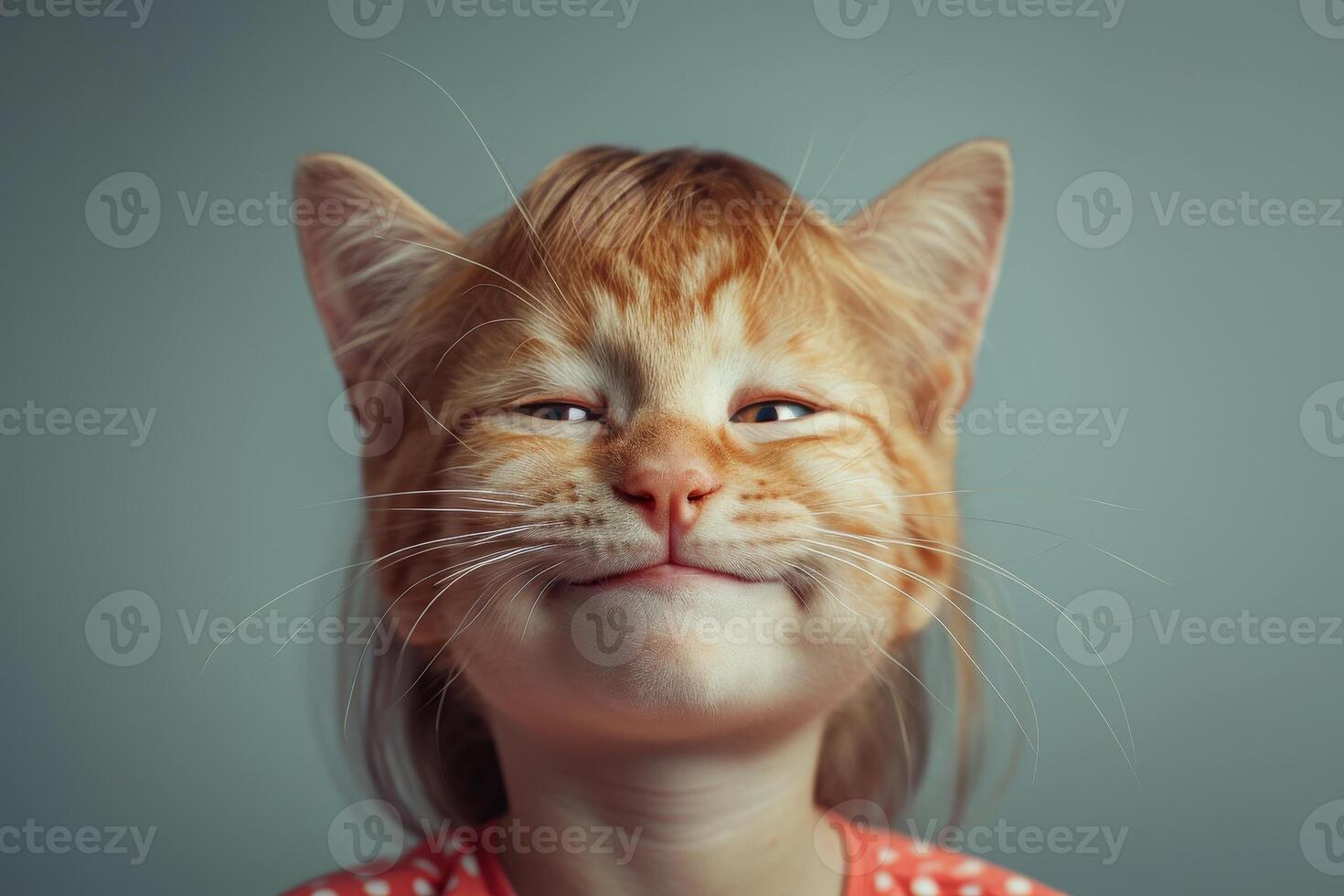 Happy child with cat face paint smiling joyfully photo