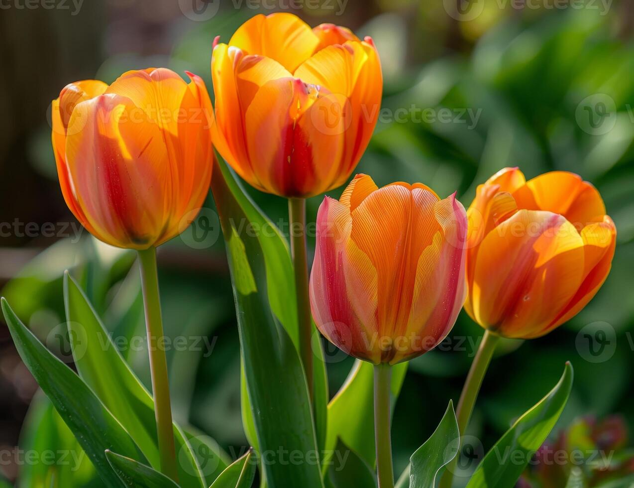 Vibrant Orange Tulips in Full Bloom photo