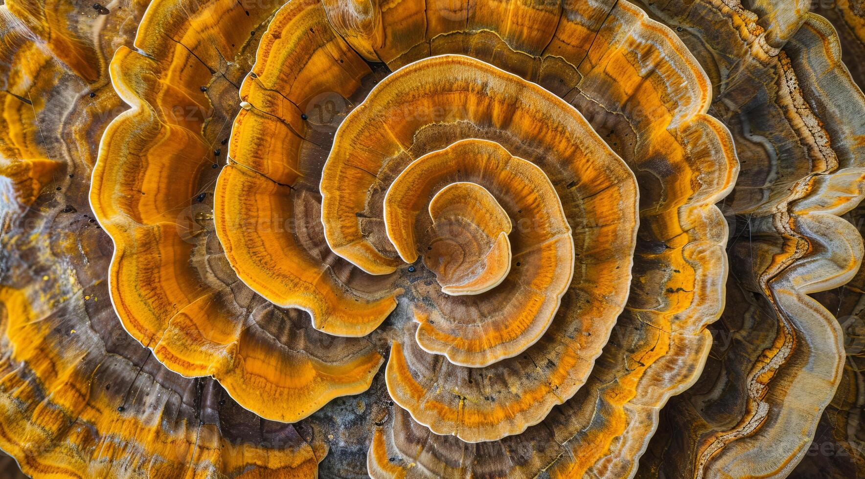 Vibrant Turkey Tail Mushroom on Tree Trunk photo
