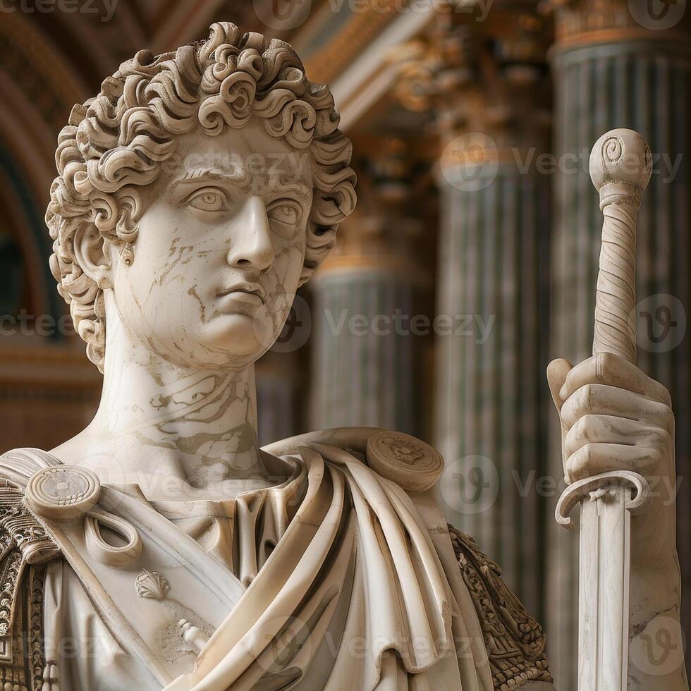 Statue of a Roman Emperor with Intricate Detail photo