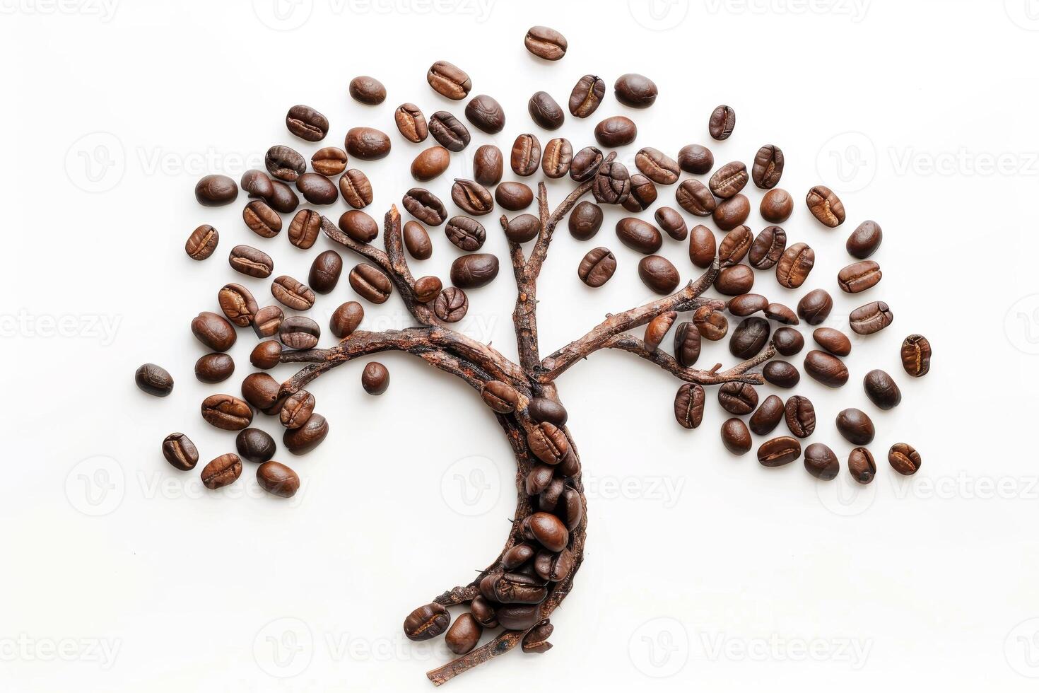 Artistic coffee bean tree on a white background photo