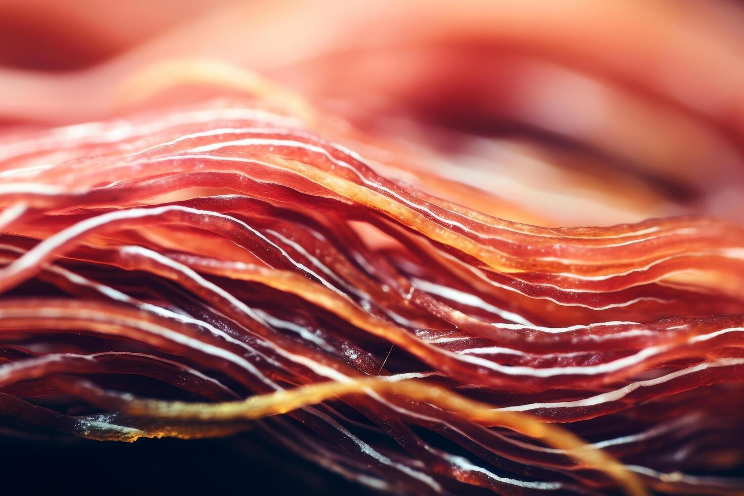 Close up of Stacked Cured Meat Slices photo