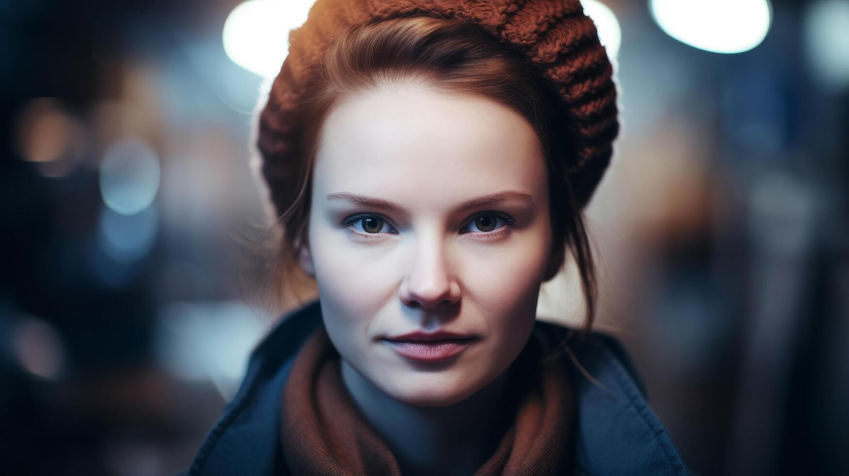 Portrait of a Young Woman in Winter Attire photo