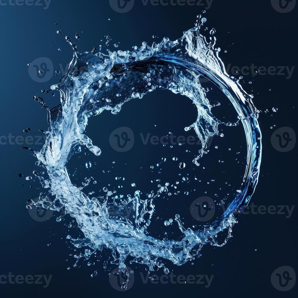 Dynamic Water Splash Forming a Circle on Dark Background photo