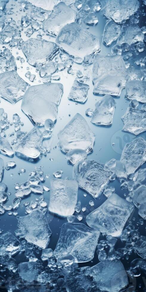 Close up of Ice Cubes Floating in Water photo