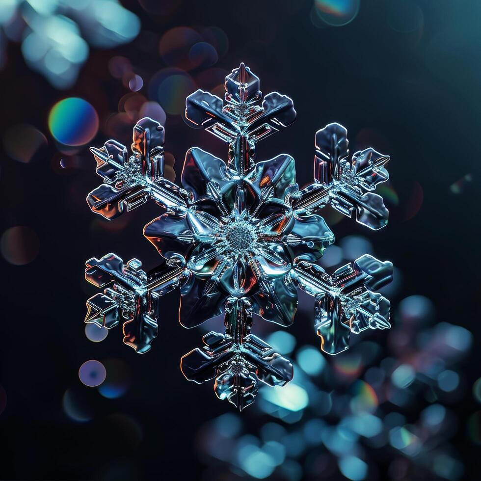 Intricate Snowflake Macro Photography photo