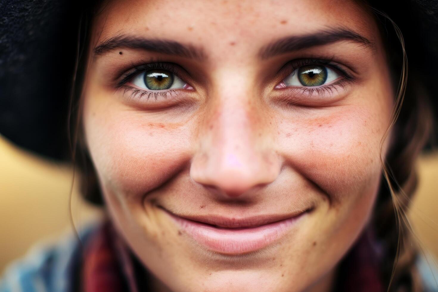 Close up Portrait of a Smiling Young Woman with Freckles photo