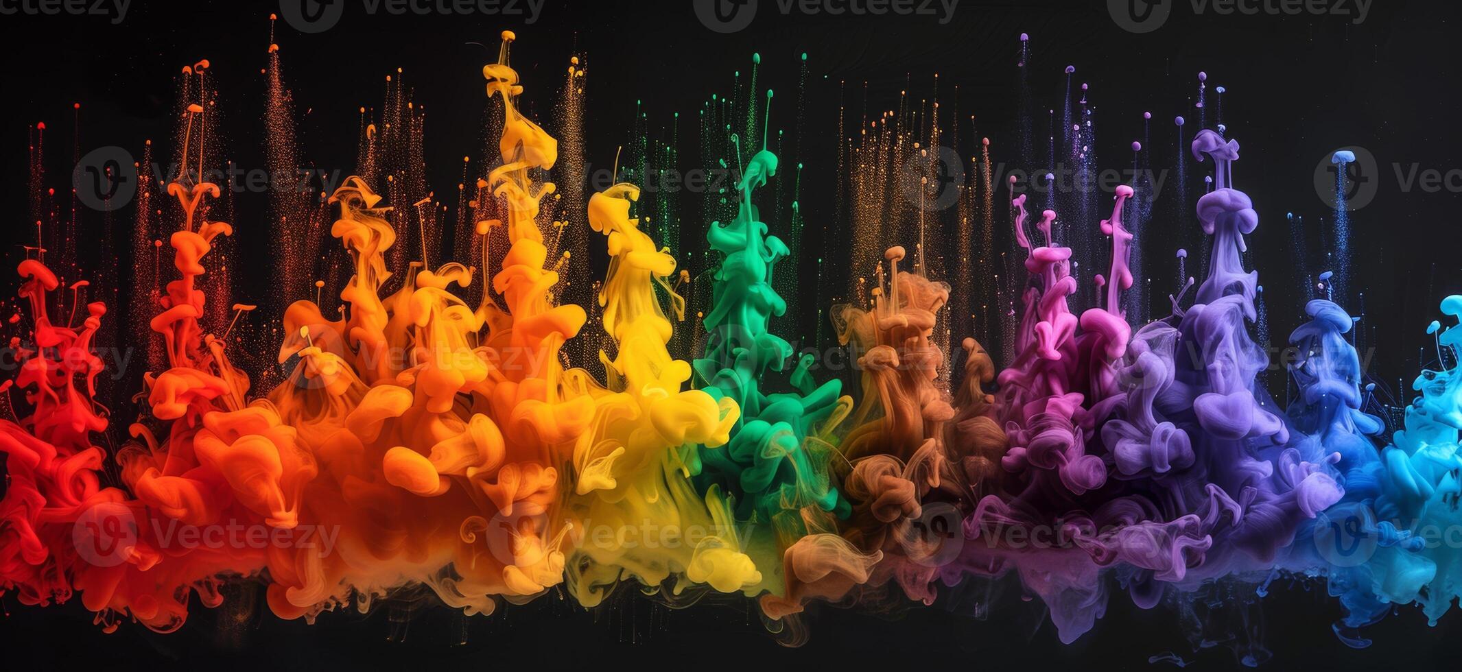 Vibrant Explosion of Colored Inks in Water photo