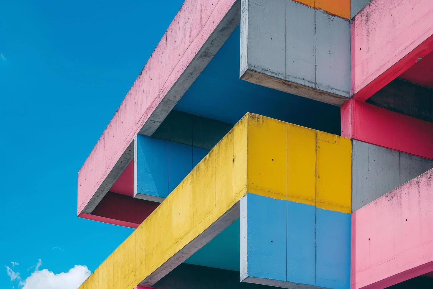 Colorful Modern Architecture Against Blue Sky photo