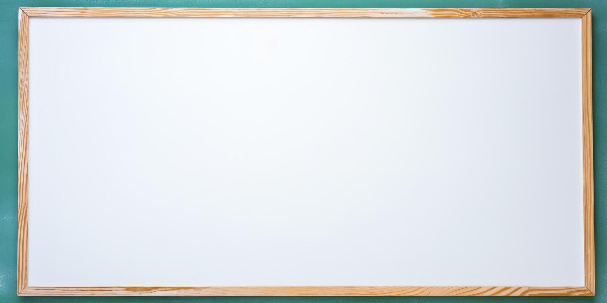 Empty whiteboard on a wooden frame photo