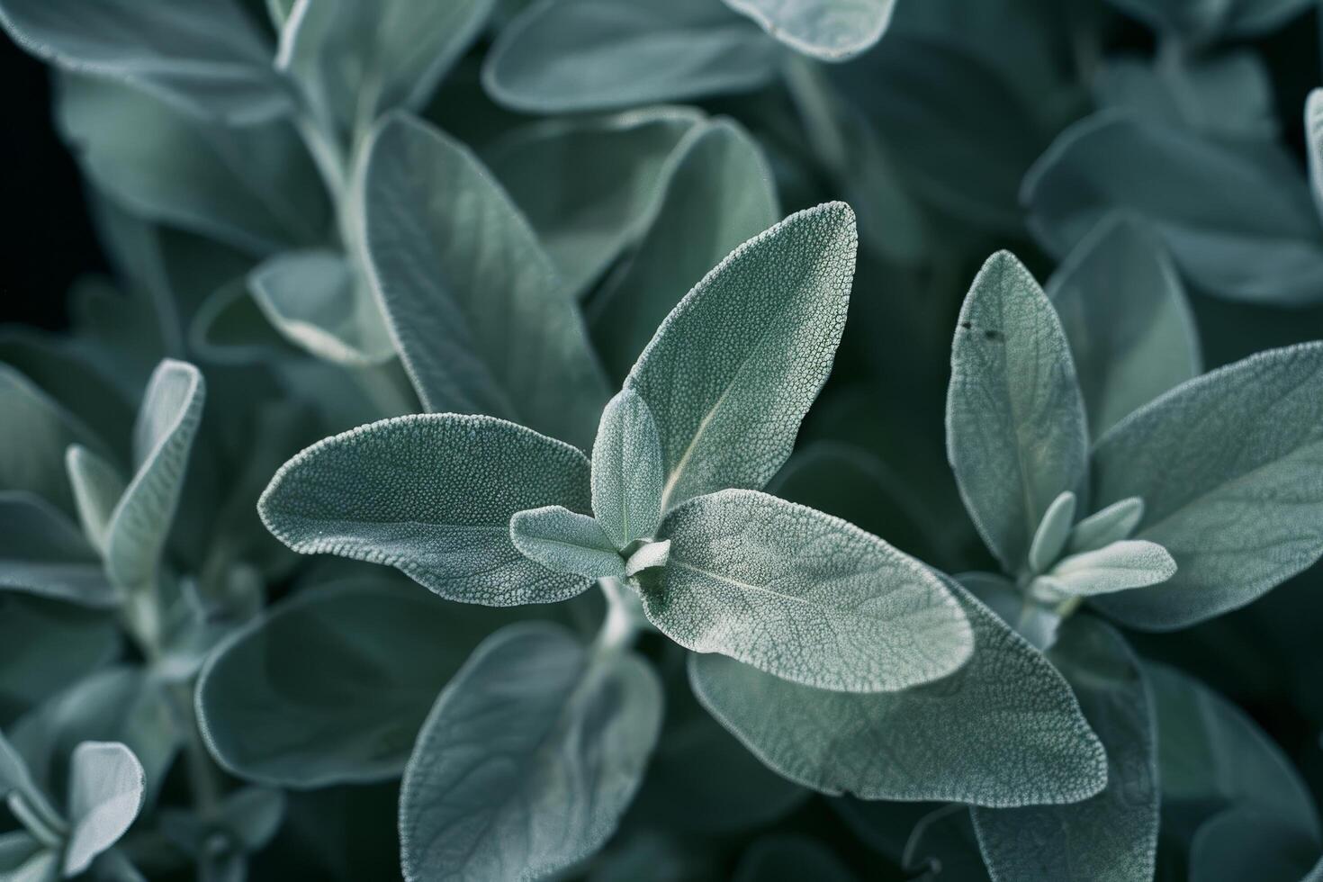 Close up of Sage Leaves in Moody Tones photo