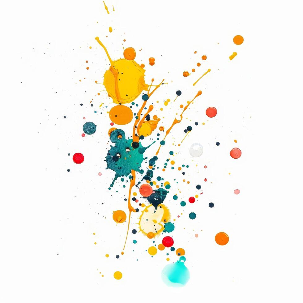 Colorful paint splashes on a white background photo