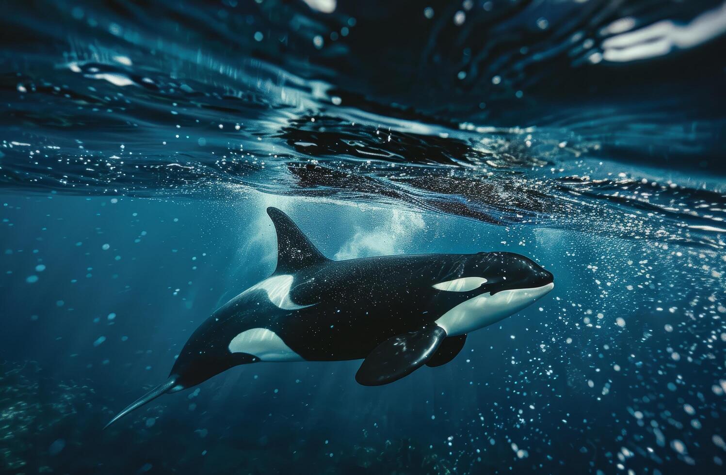 Orca Swimming Gracefully Underwater photo