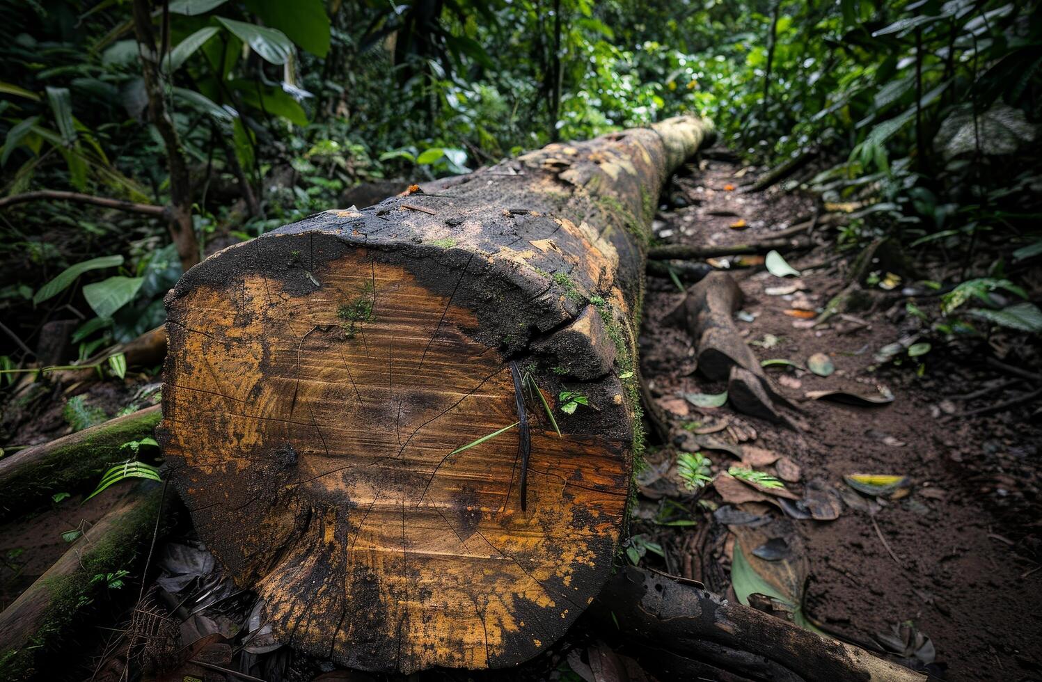 Fallen Tree in a Lush Forest photo