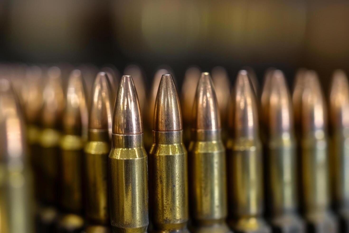 Close up of Rifle Ammunition Lined Up photo
