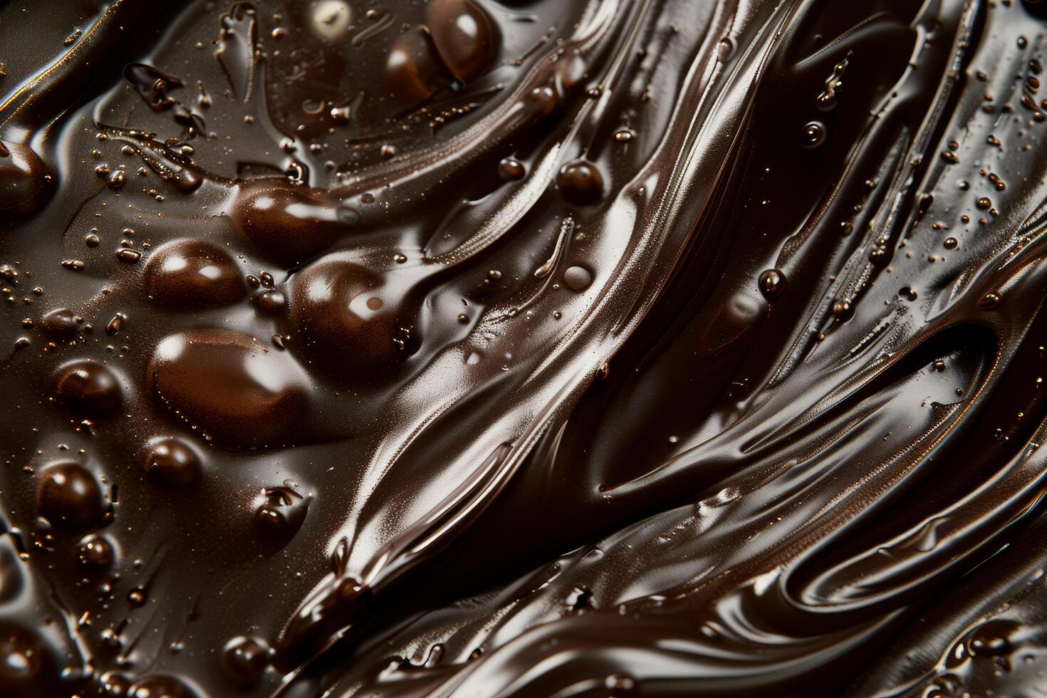 Close up of swirling dark chocolate with glossy texture photo