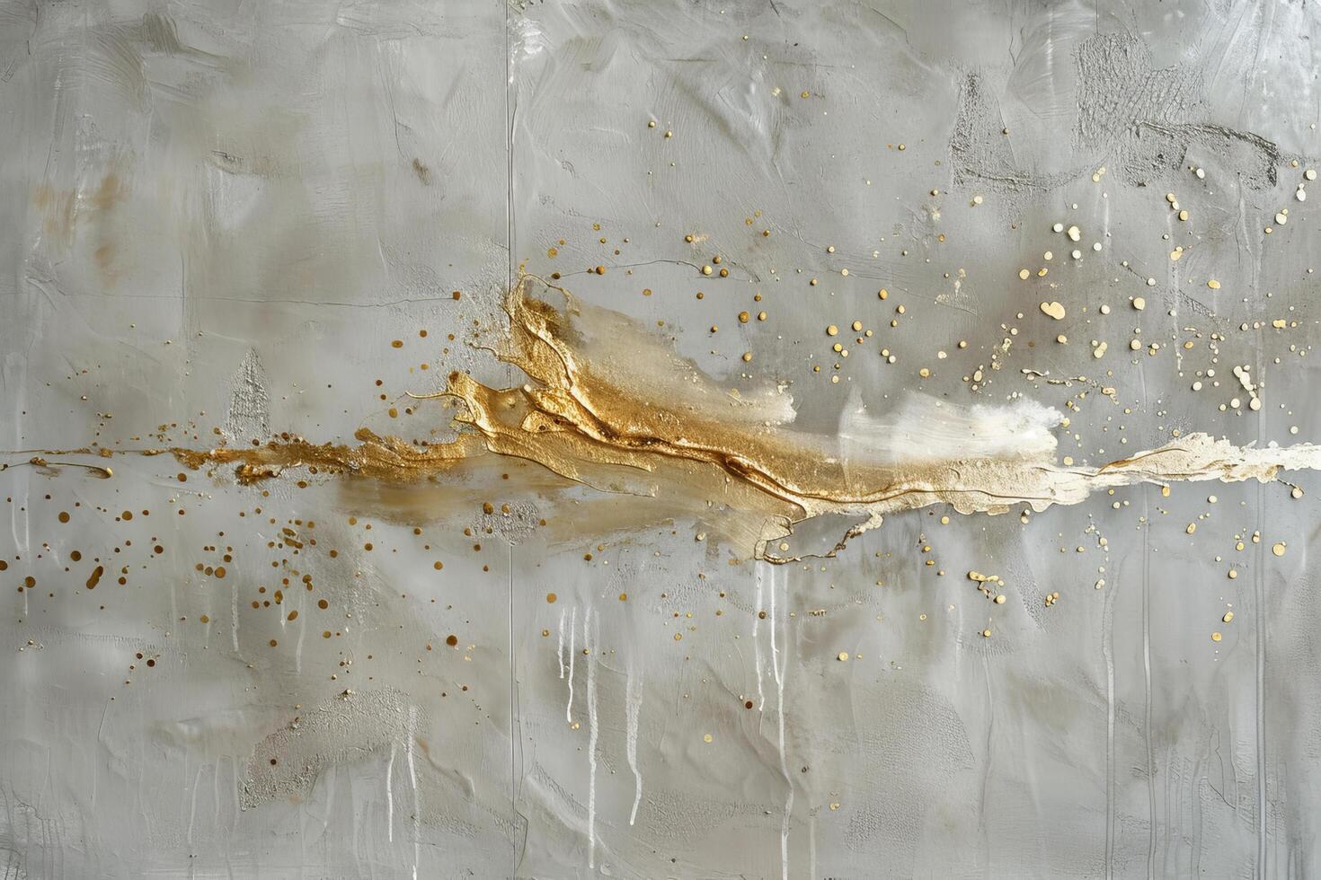 Abstract gold and silver paint splash on canvas photo