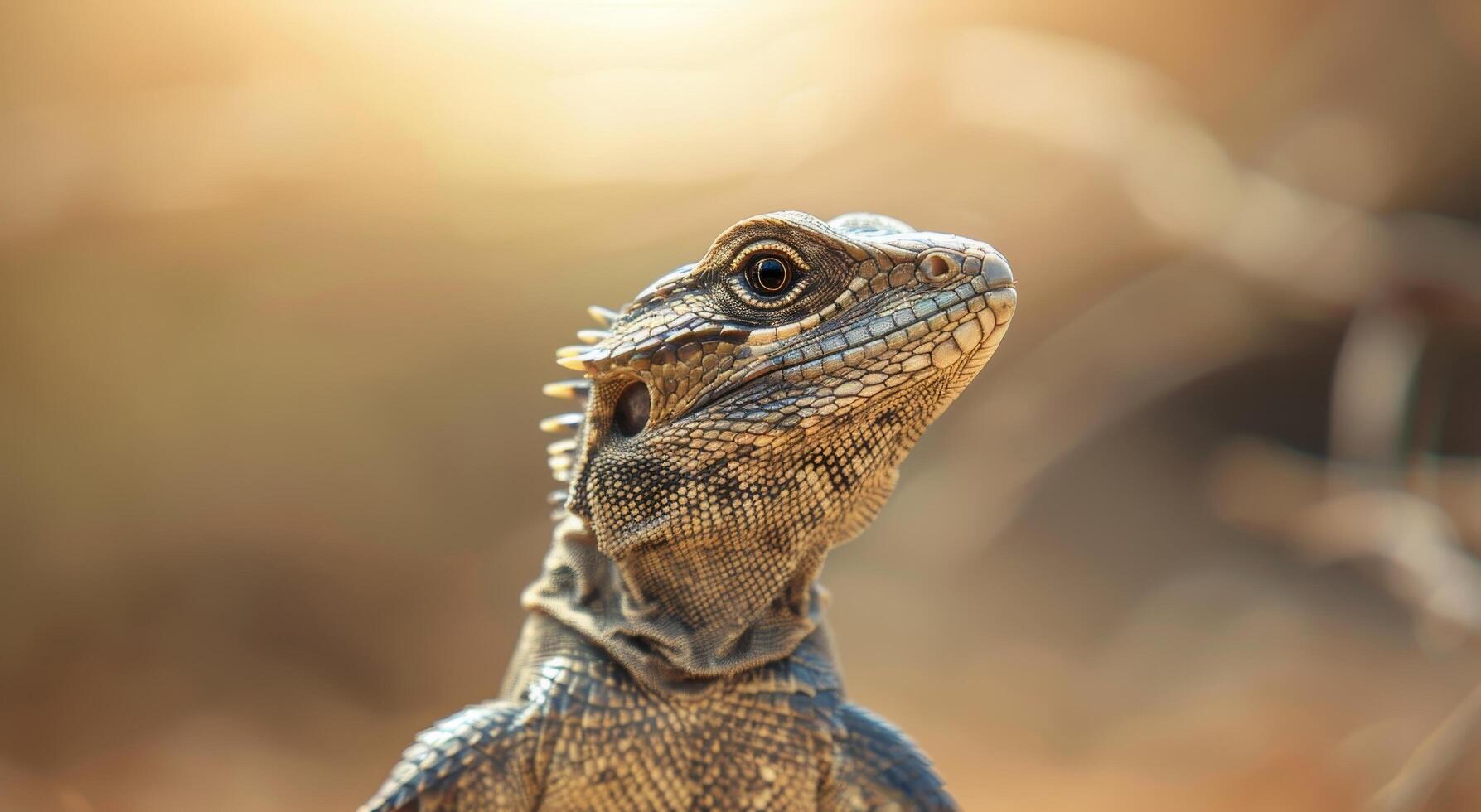 Close up of a lizard basking in the sunlight photo