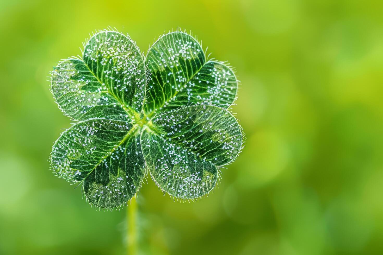 Dew Drops on Fresh Green Clover Leaf photo