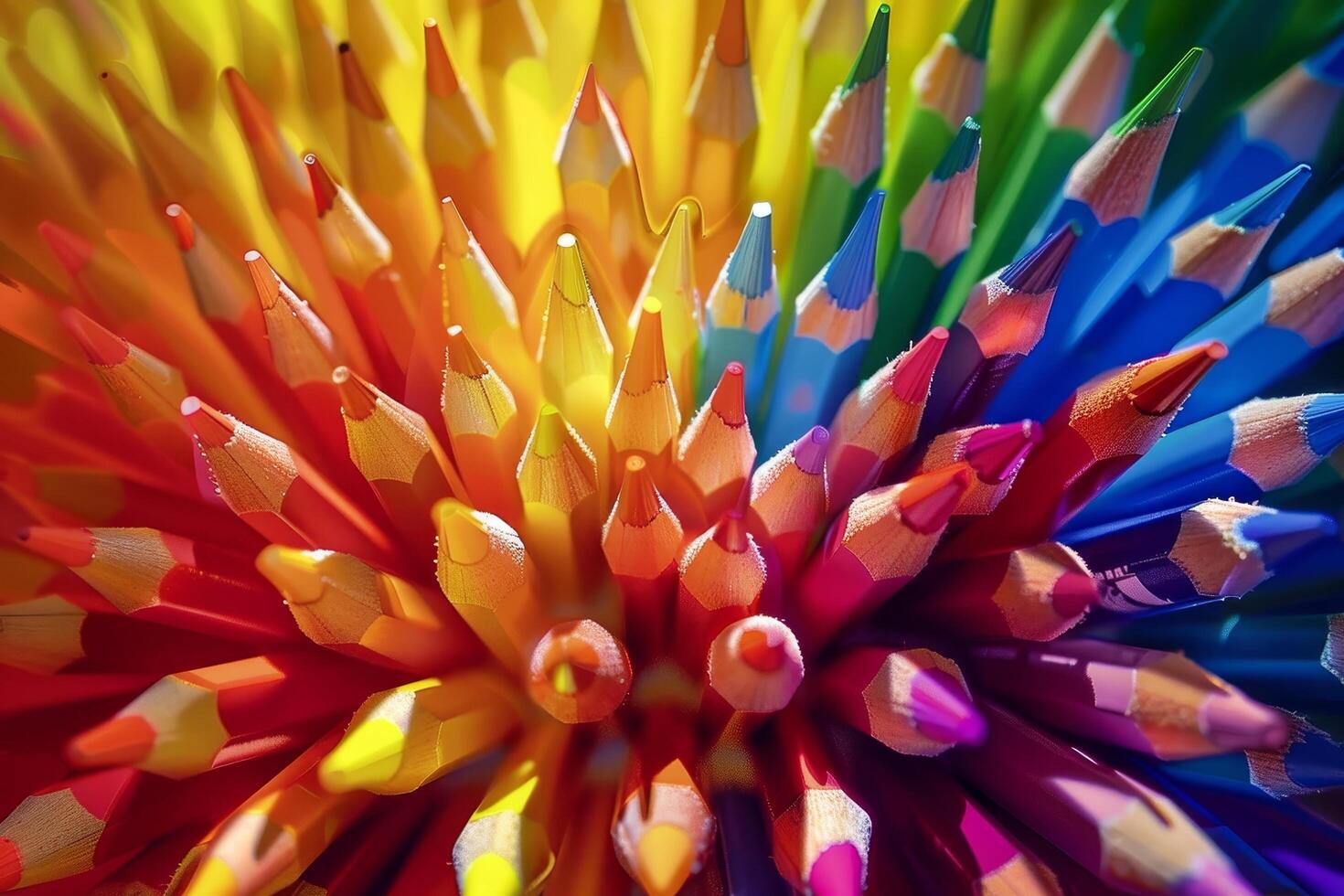 Vibrant Array of Colored Pencils in Close Up photo