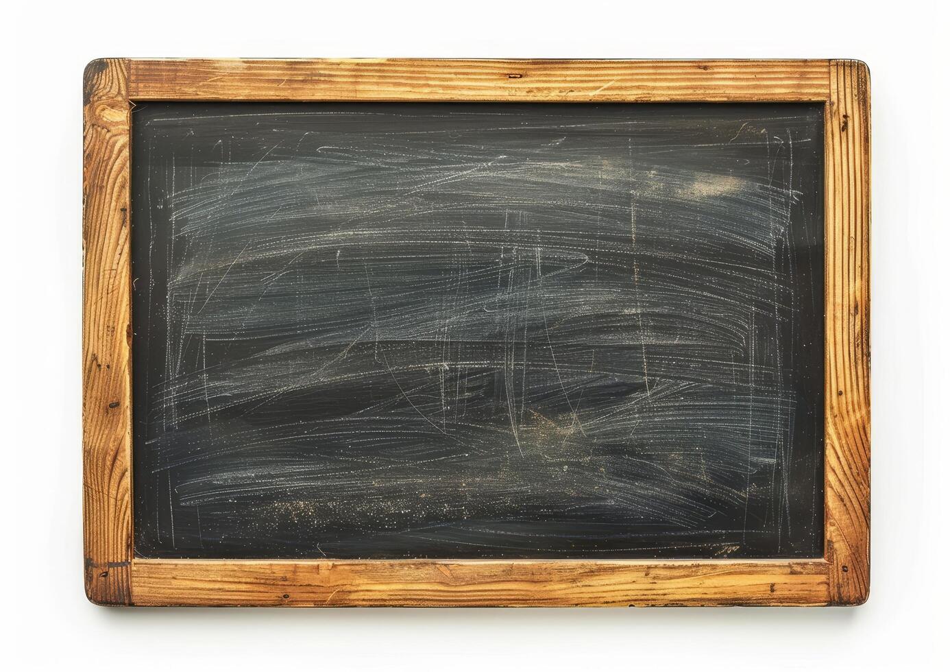 Empty blackboard with wooden frame isolated on white photo