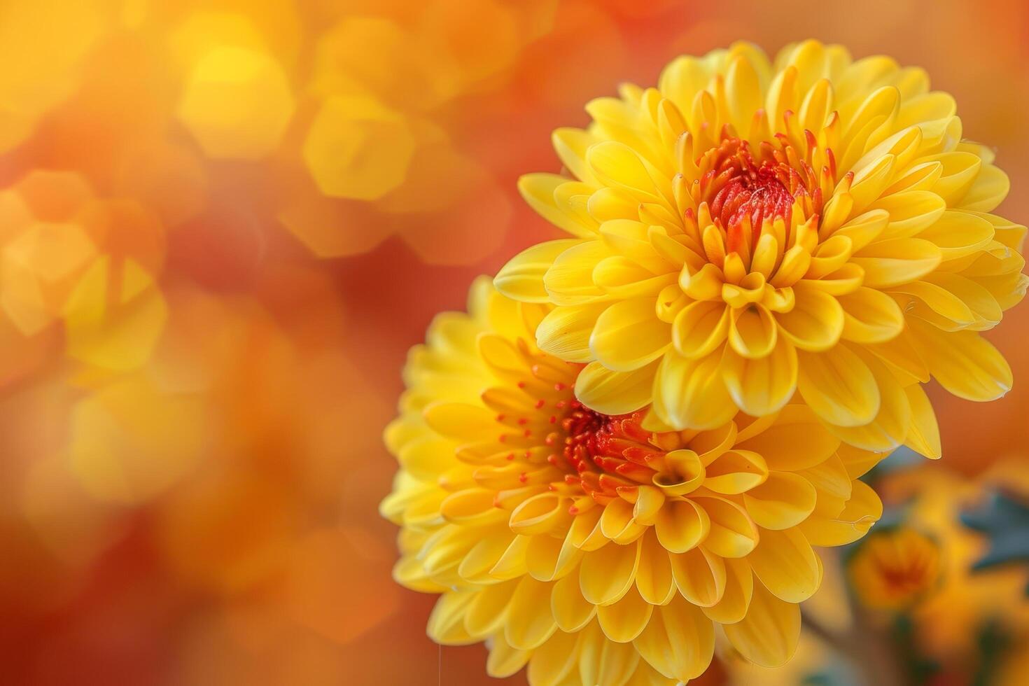 Vibrant Yellow Chrysanthemums on a Warm Autumn Background photo