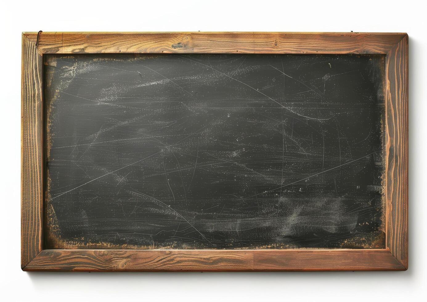 Vintage wooden framed blackboard on white background photo