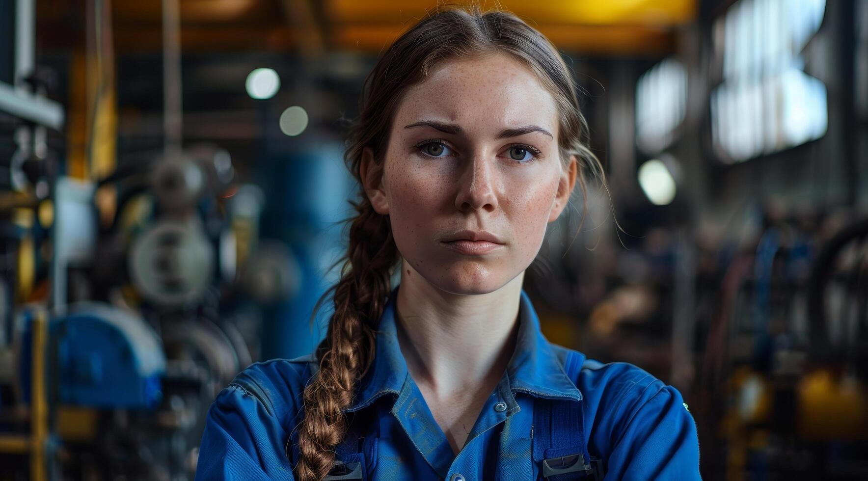 Confident female engineer in an industrial setting photo